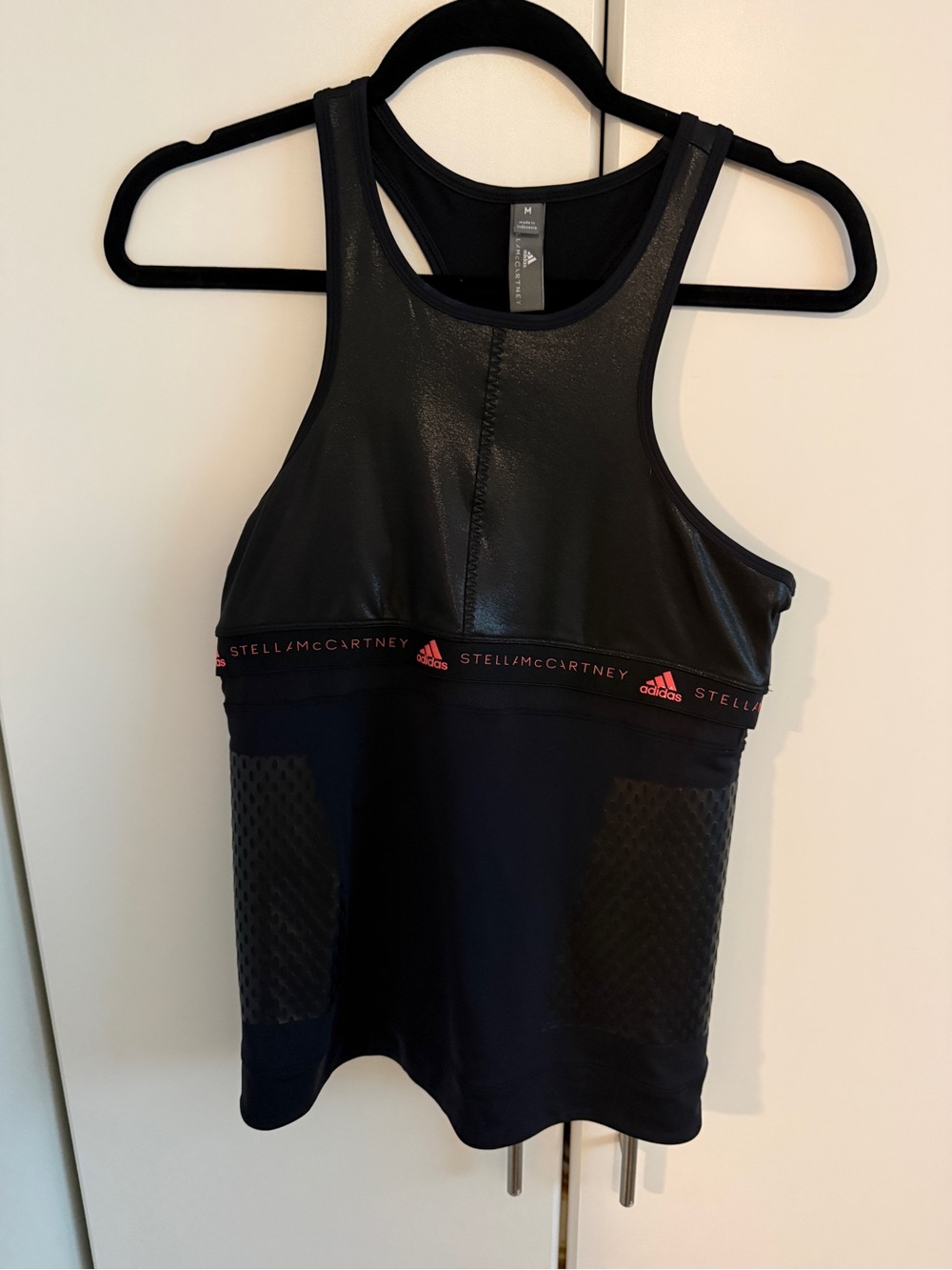 Adidas by Stella McCartney Black Racerback Tank with Pink Trim